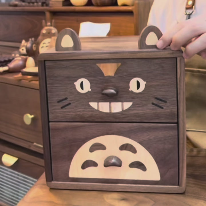 Toto Solid Wood Desktop Storage Cabinet with Two Drawers