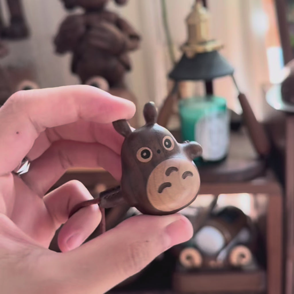 Wooden Keychain with Totoro Design
