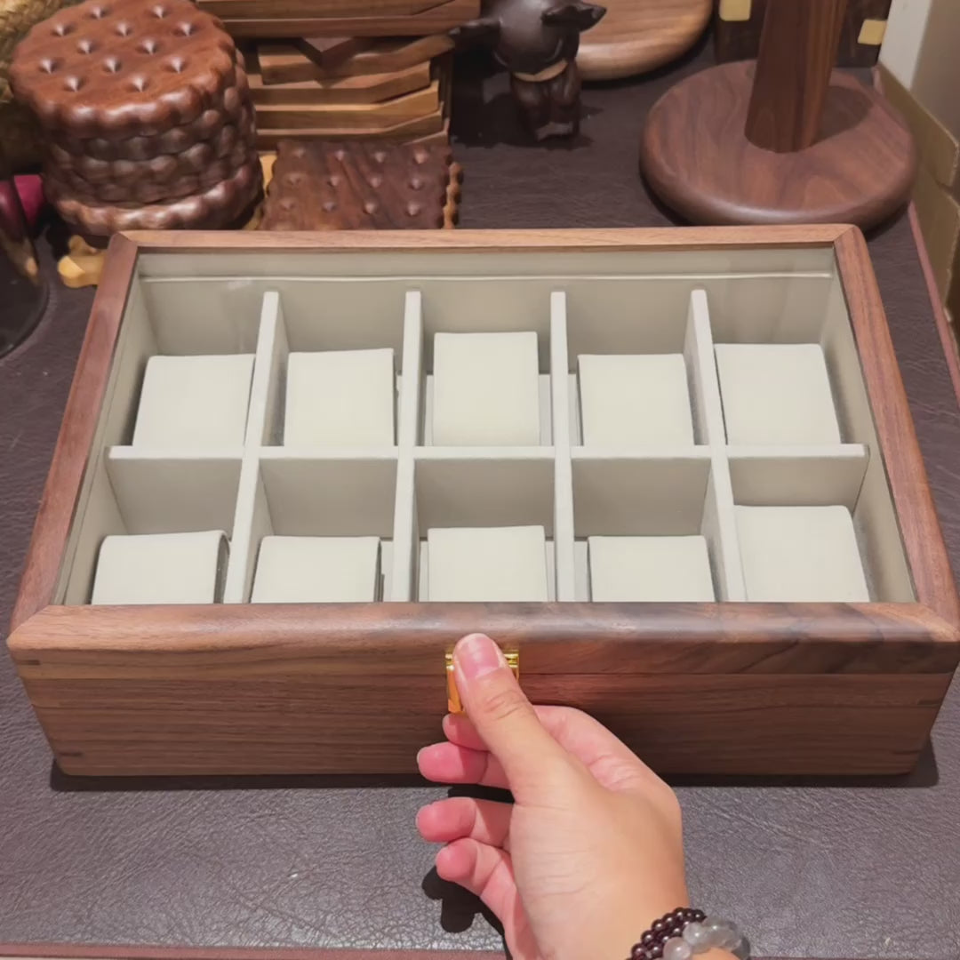 Epoch Walnut Watch Collection Box with Glass Top