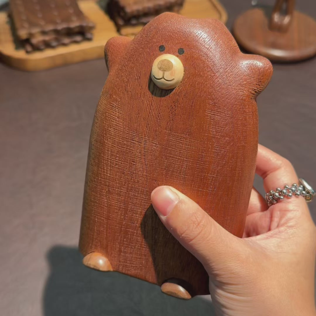 Little Bear Solid Wood Flower Vase