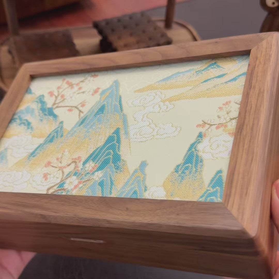 Solara Walnut Retro Embroidered Jewelry Box