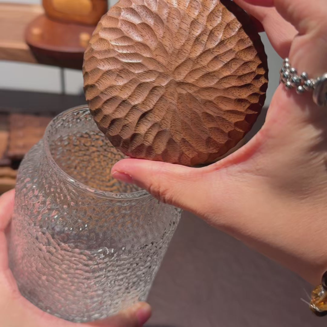 Haven Walnut Glass Coffee Containers with Hammered Seal