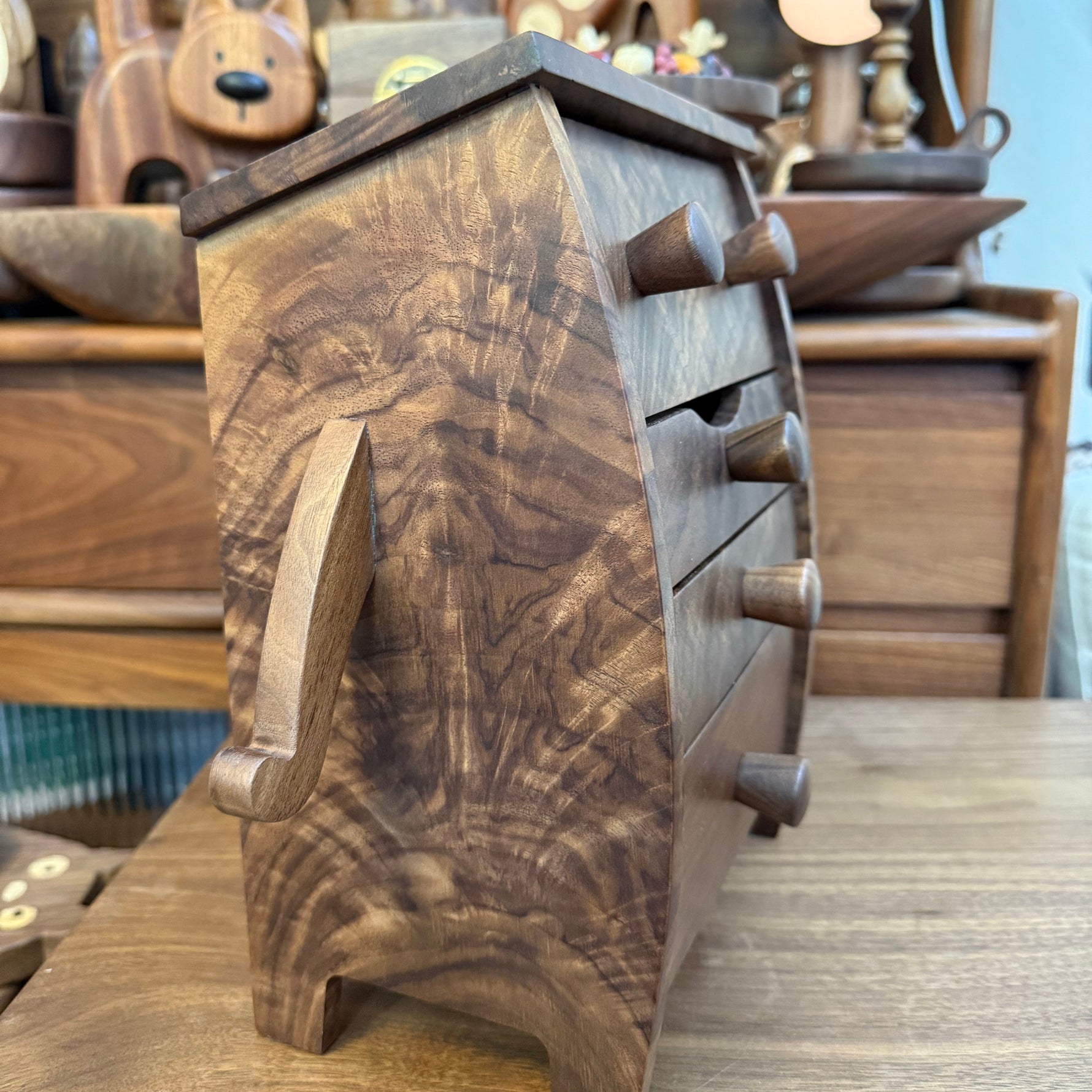 solid walnut mini drawer cabinet