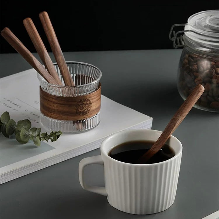 solid walnut stirring stick for coffee and desserts