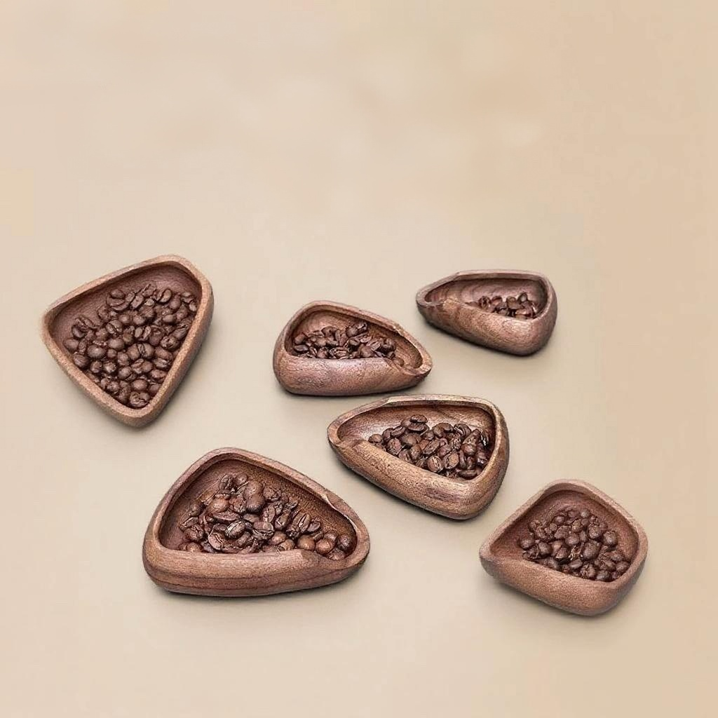 walnut coffee bean weighing tray