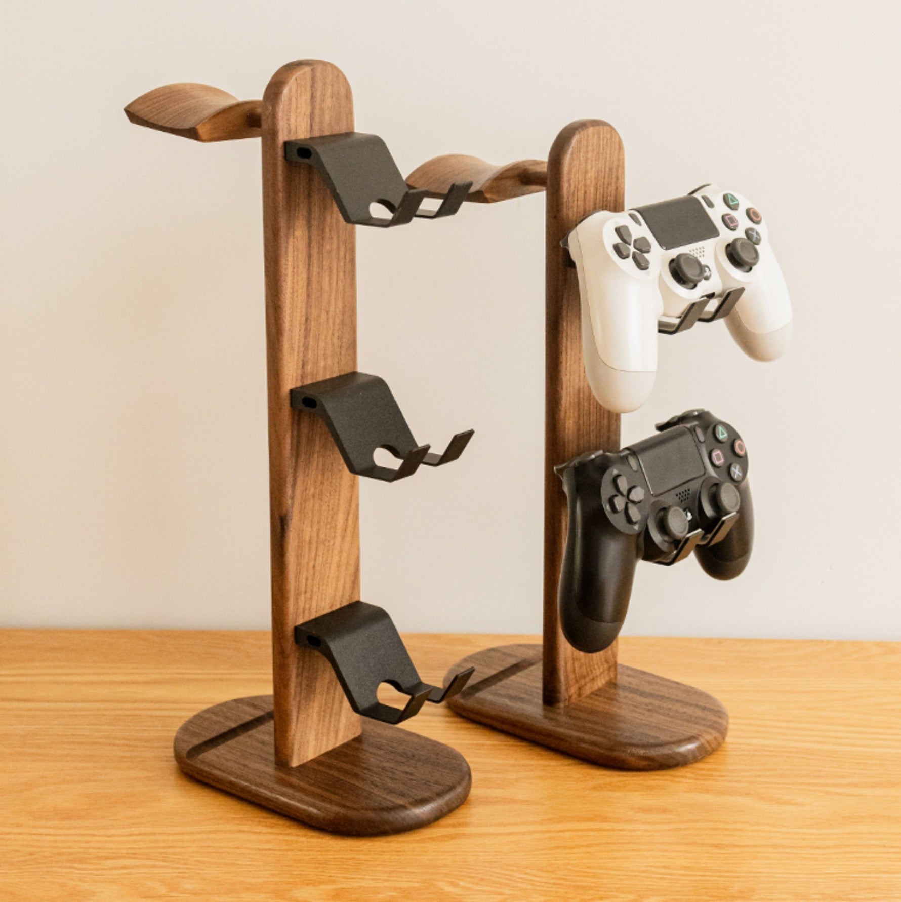 walnut wooden gaming headset stand