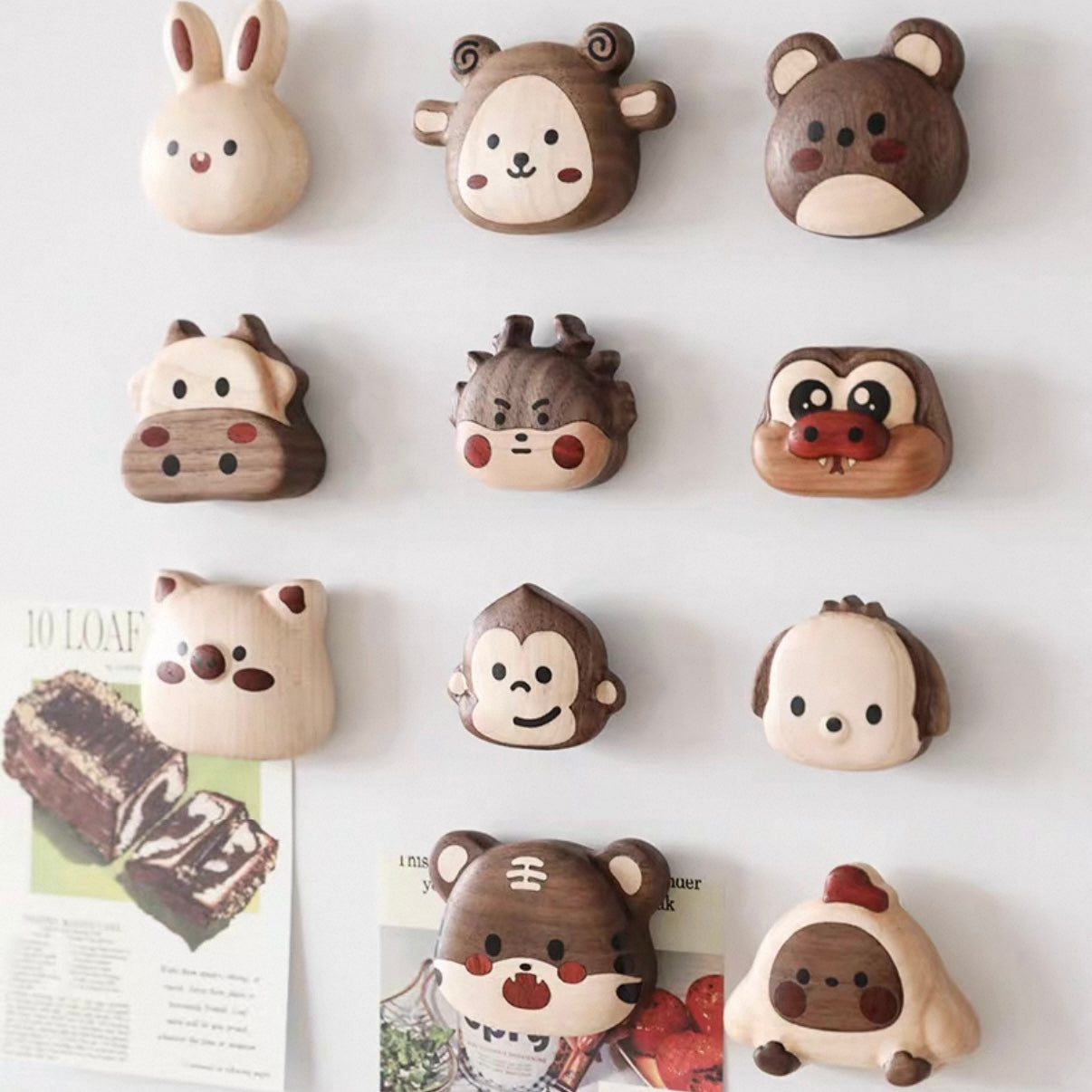 wooden animal fridge magnets