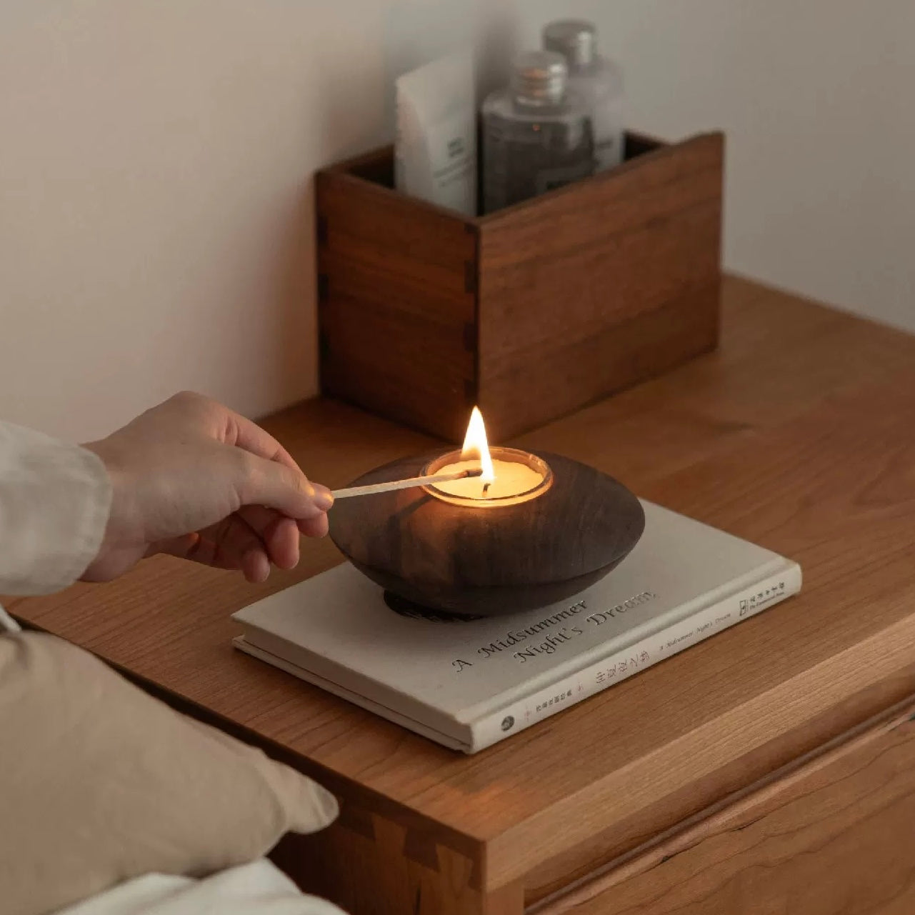 wooden candle holder