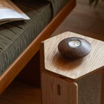 wooden candle holder with scented candle