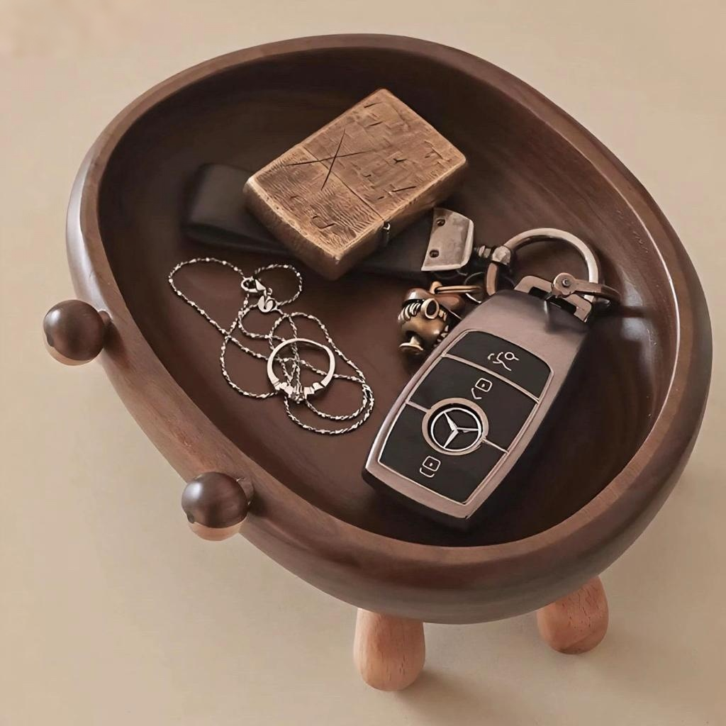 wooden crab motif catchall tray