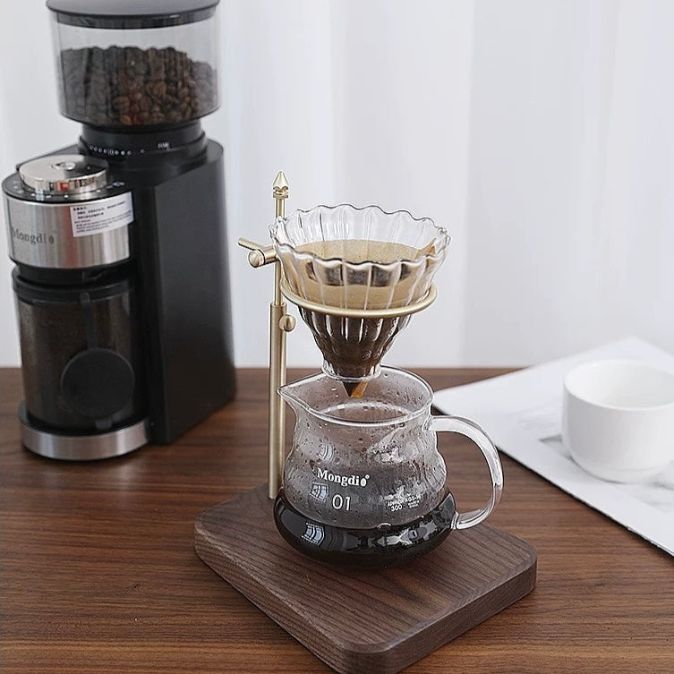wooden pour-over coffee rack
